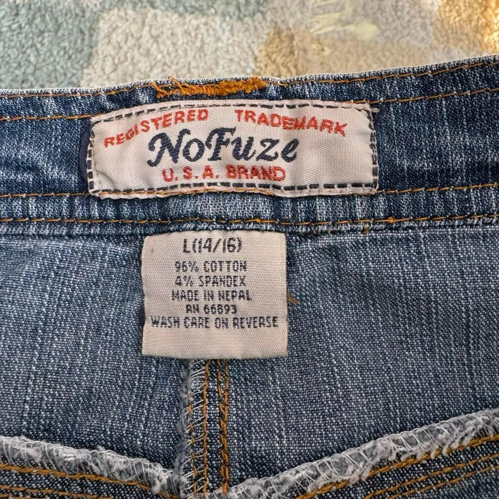 Vintage 90s y2k NoFuze utility paneled long denim maxi skirt utility grunge L Blue Size L - Image 7