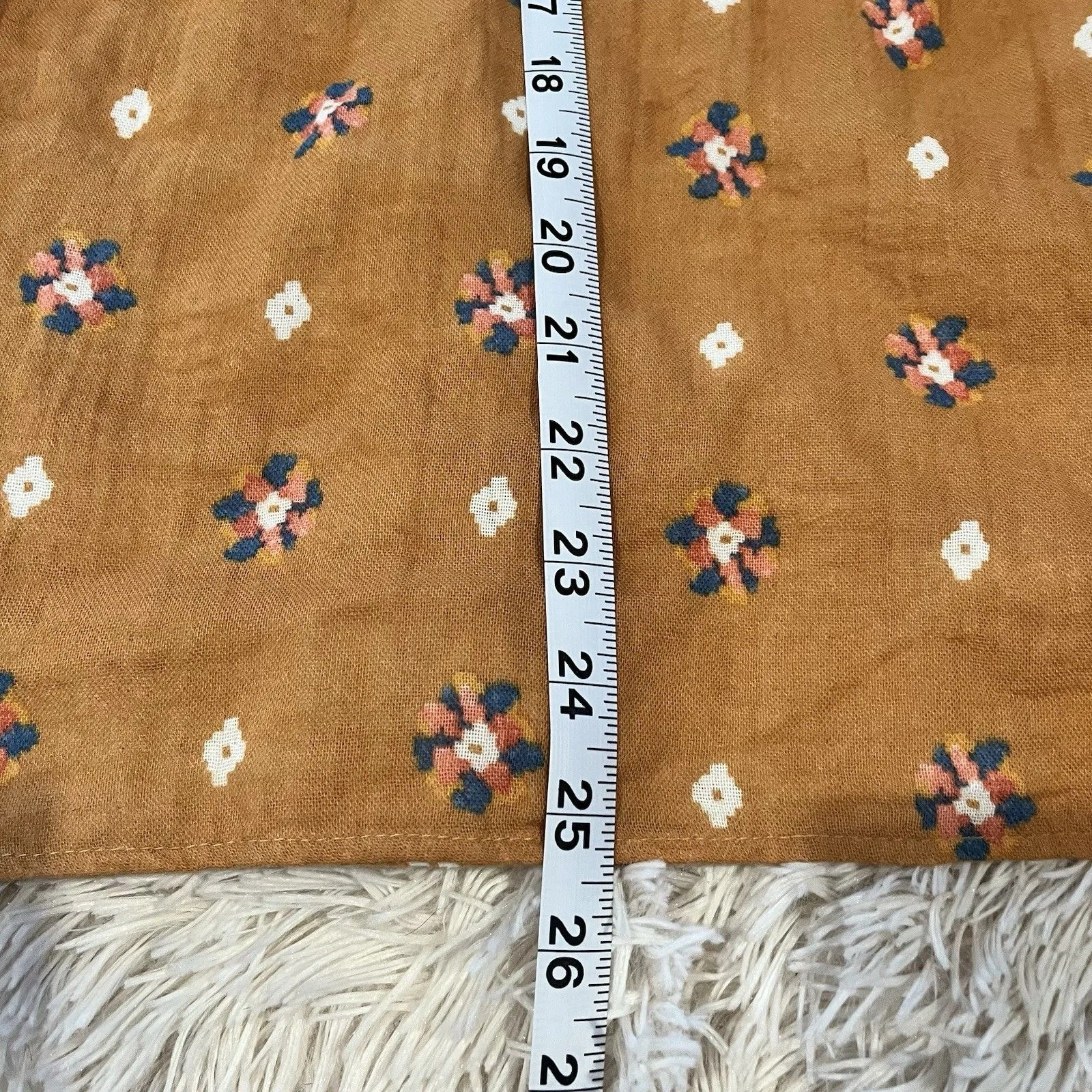 Sonoma Peasant Top Women XL Mustard Floral Peasant Boho Cottagecore Girly Cotton - Image 3