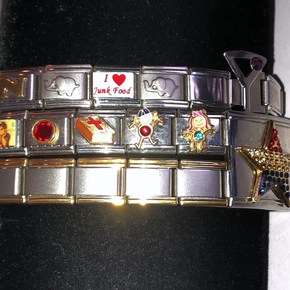 Stainless Steel Stretchy Square Charm Bracelet Assorted Charms Bracelets Links Silver - Image 12