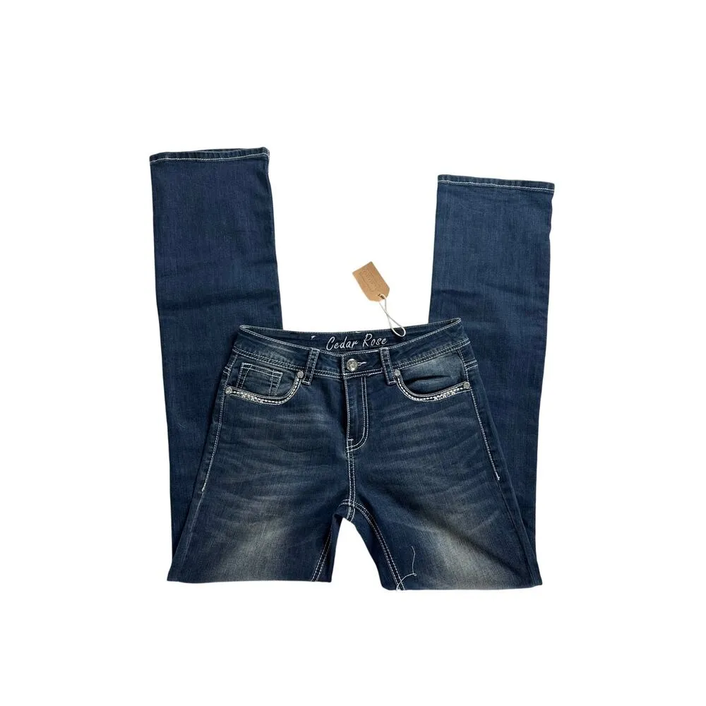 Cedar Rose Women’s Bootcut Jeans Size 27 – Dark Wash, NWT Y2K Western Style Blue - Image 4