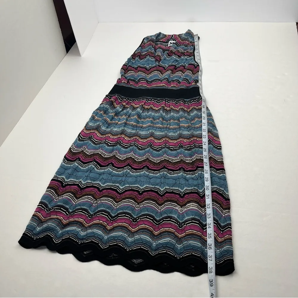 M Missoni Dress Knit Wave Stripe Zigzag V - Image 9