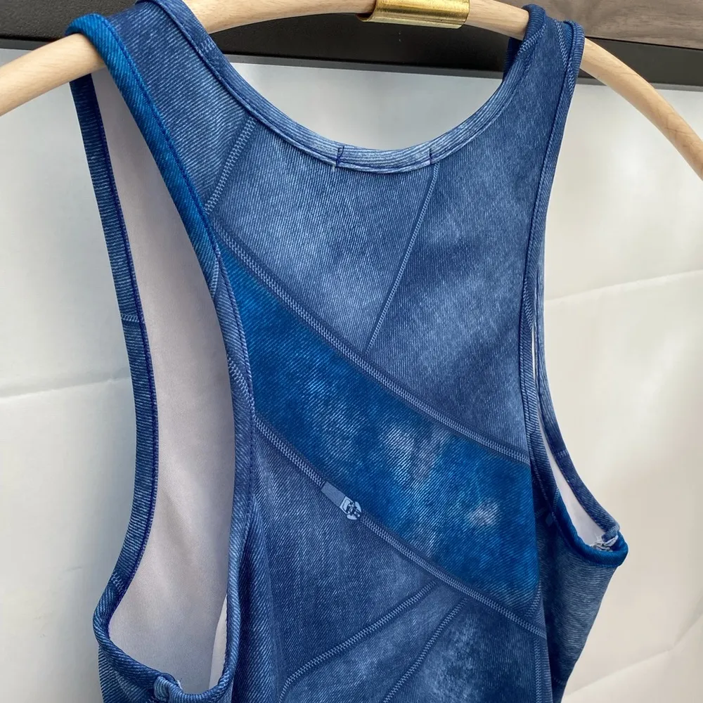 Women’s Tank Midi Dress with Patchwork Denim Print - Image 8