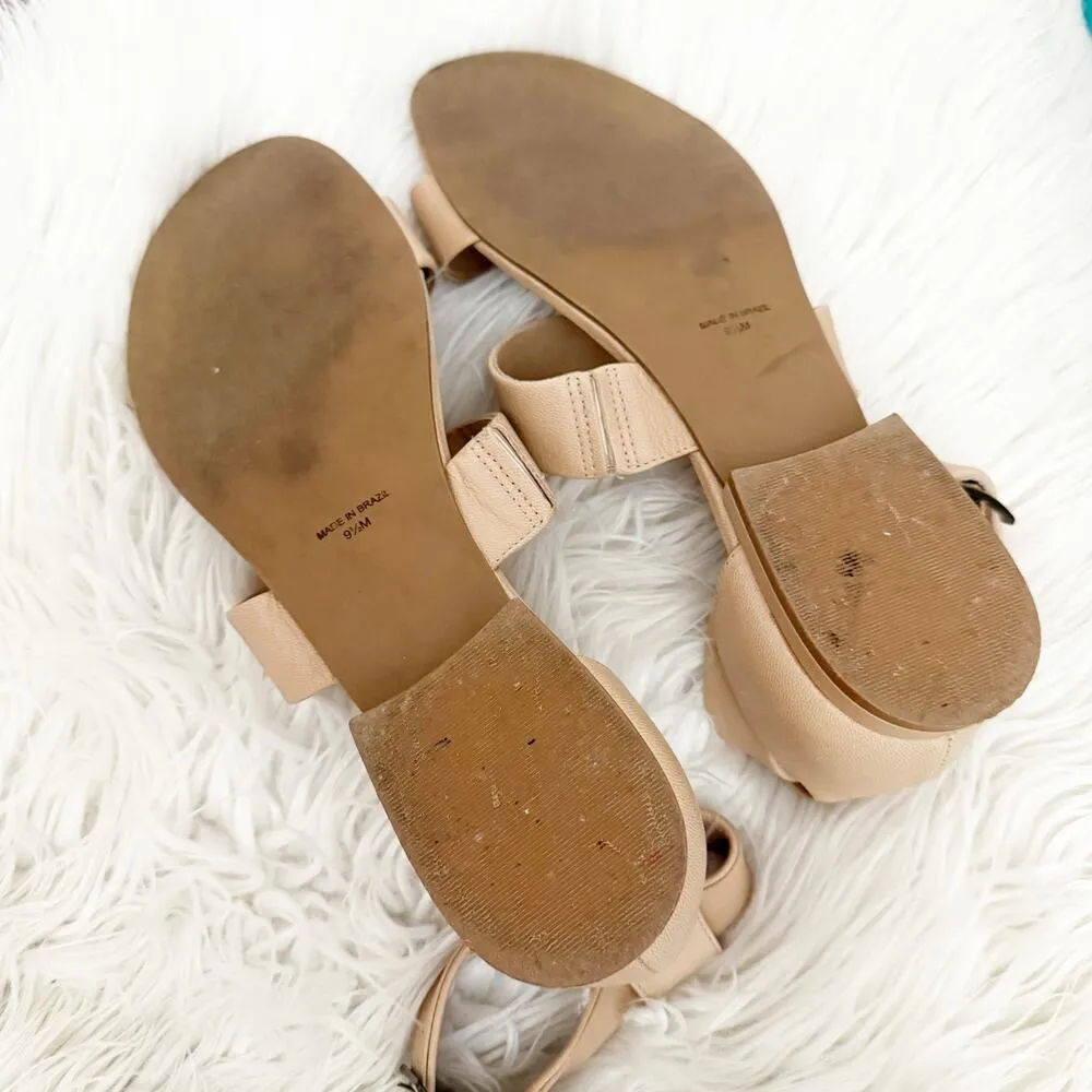 ABLE | Leather Light Tan Nude Block Low Heel Sandals Ankle Strap | Size 9.5 - Image 6