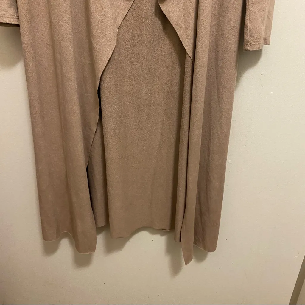 Windsor Womens Tan Beige Faux Suese Thin Long Cardigan Sweater With Belt S Small - Image 5