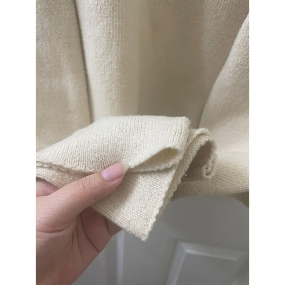 VTG Abercrombie & Fitch SWEATER Off-White Size L TURTLENECK Made in Hong Kong - Image 6