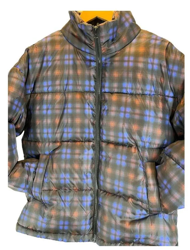 BP. Nordstrom | NWT | XS | Oversized Puffer Jacket in Purple Earl Ombre Plaid - Image 3
