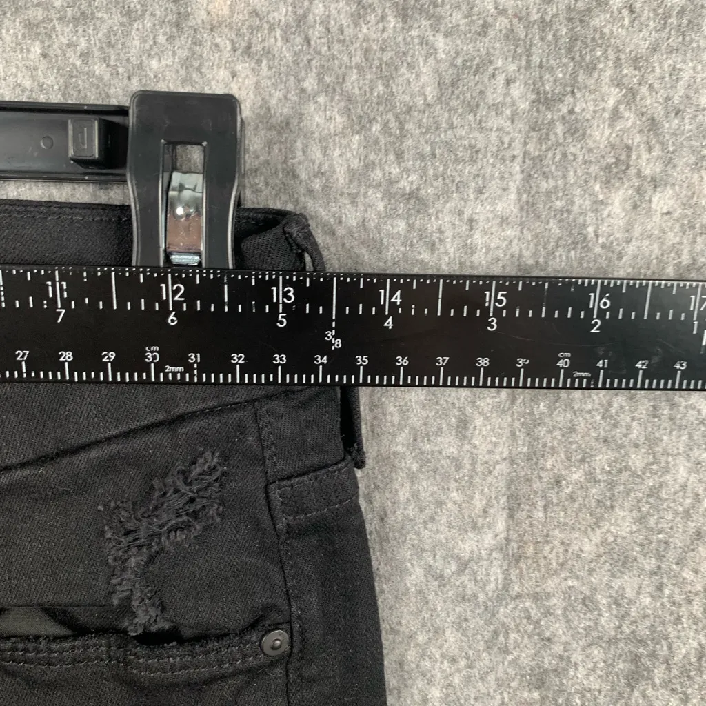 Mother The Looker Ankle Fray Women's 25 Black Distressed Stretch Skinny Jeans‎ - Image 3