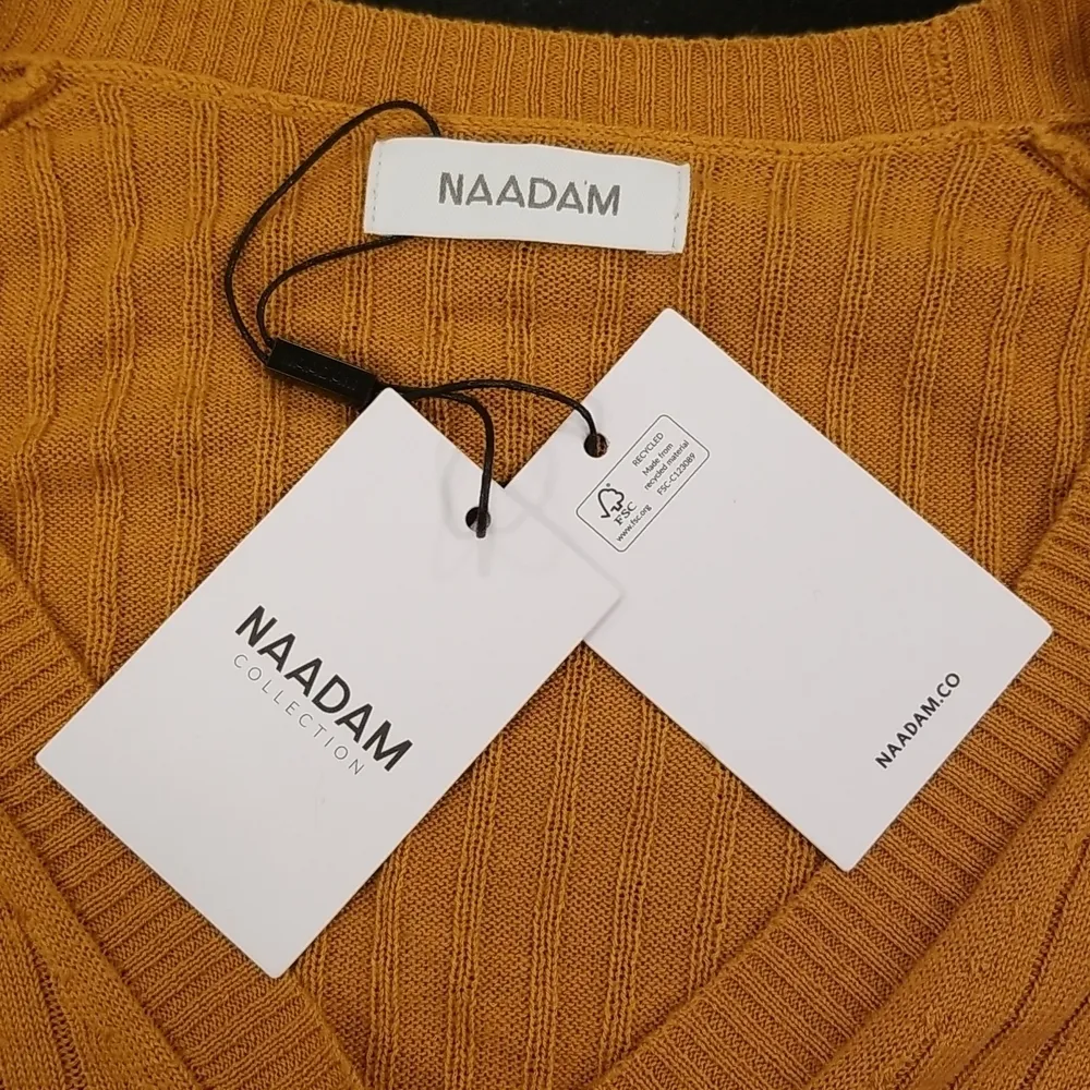 💕NAADAM💕 Ribbed Cropped Cardigan Silk Cashmere Blend ~ Gold XS NWT - Image 9