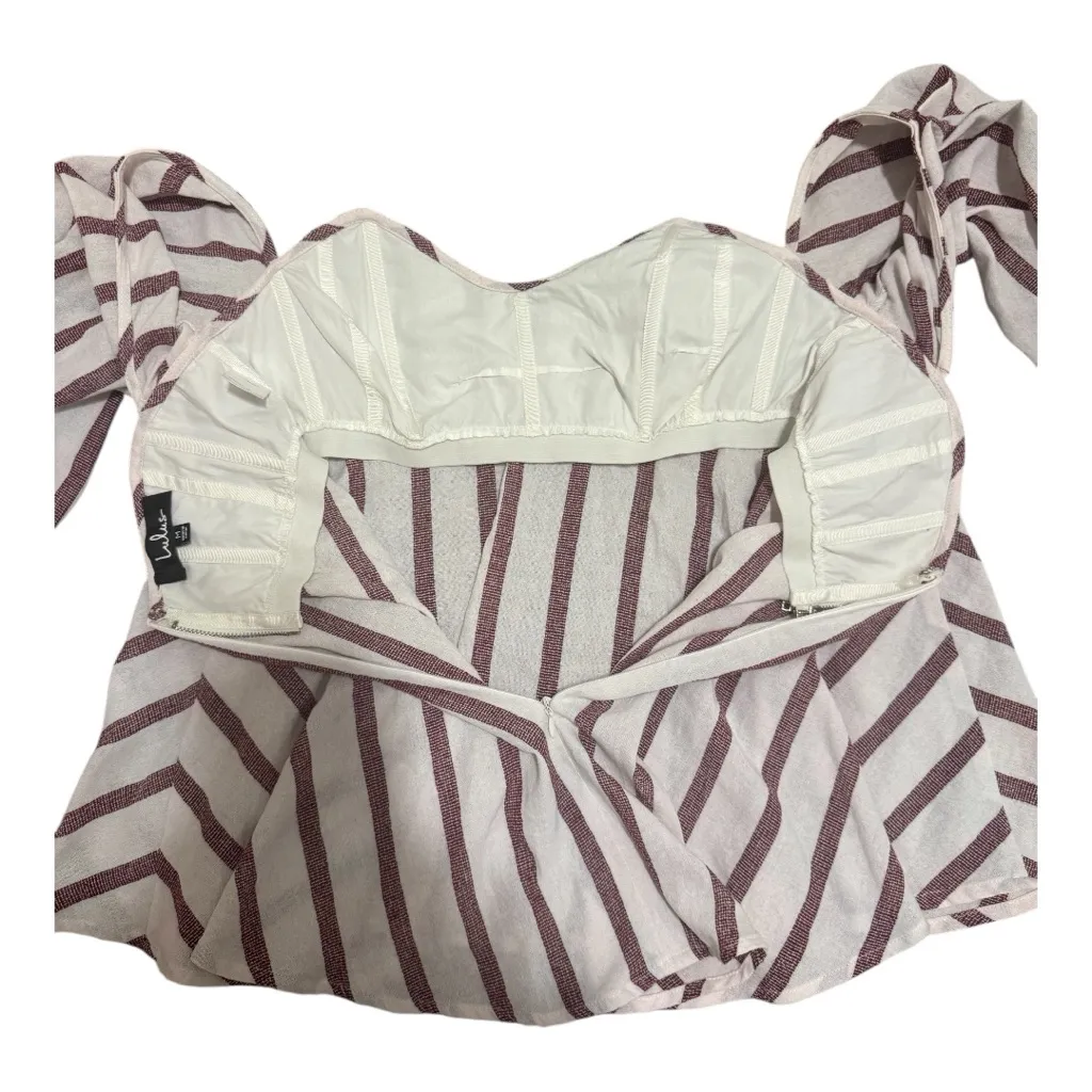 Lulus Someone Special Red and White Striped Off-the-Shoulder Top Size Medium - Image 11