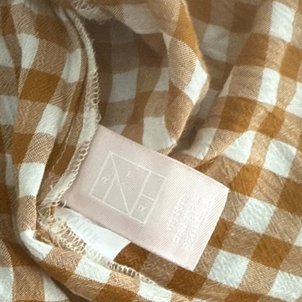 SAYLOR Glenny Gingham Puff Sleeve Top Orange White Size L - Image 8