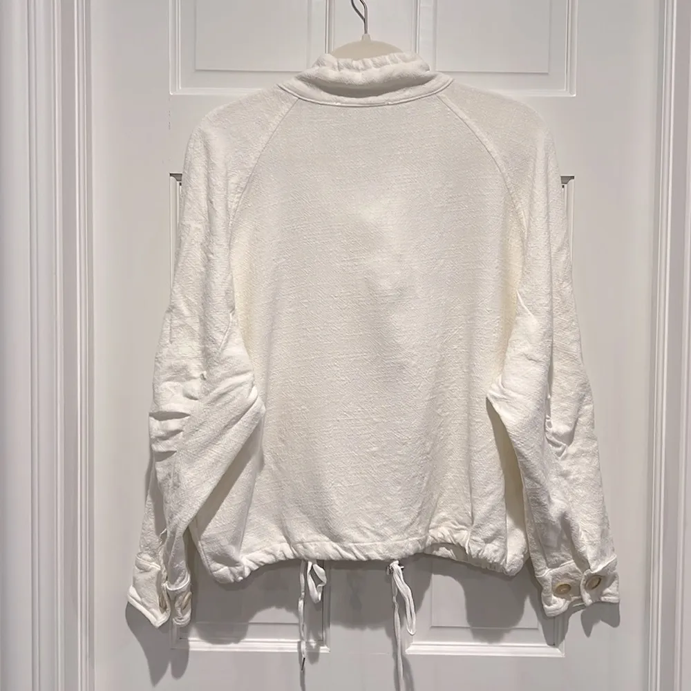 Blank NYC Linen Utility Jacket Lightweight Medium Cream White Button Front - Image 6