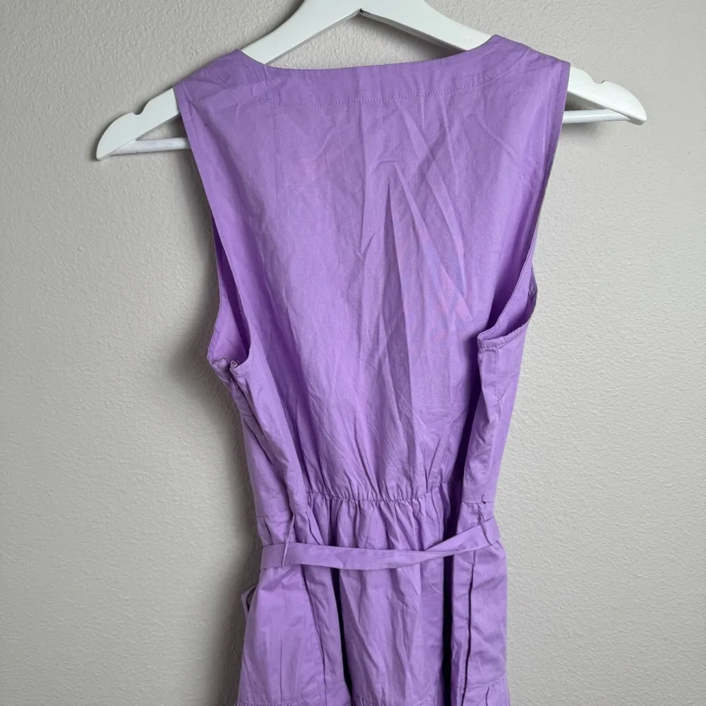J. Crew NEW‎ Faux Wrap Sleeveless Tiered Skirt Dress Size 4 in Bright Lilac - Image 12