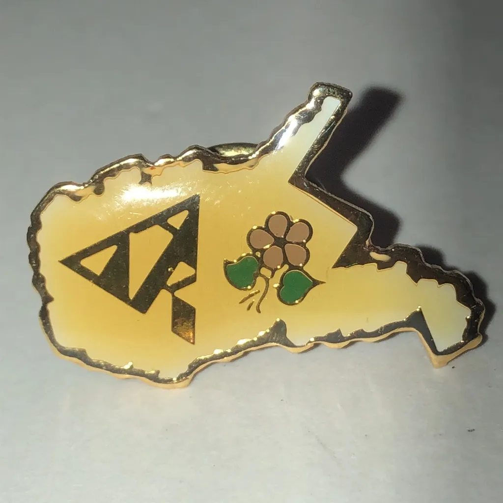 Alpha Delta Kappa Gold Tone Yellow WV State Shaped Pin - Image 2