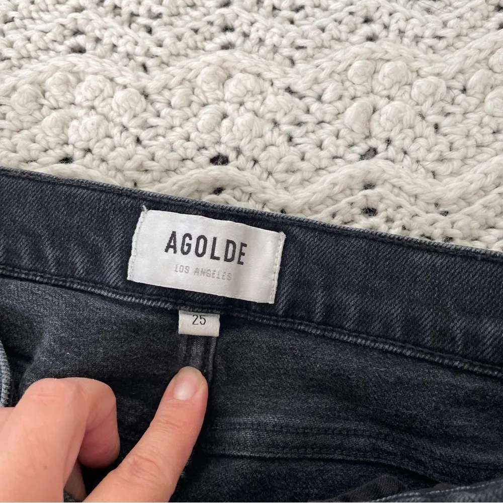 AGOLDE Nico High Rise Slim Jeans Distressed Crop Denim Black (Size 25) - Image 5