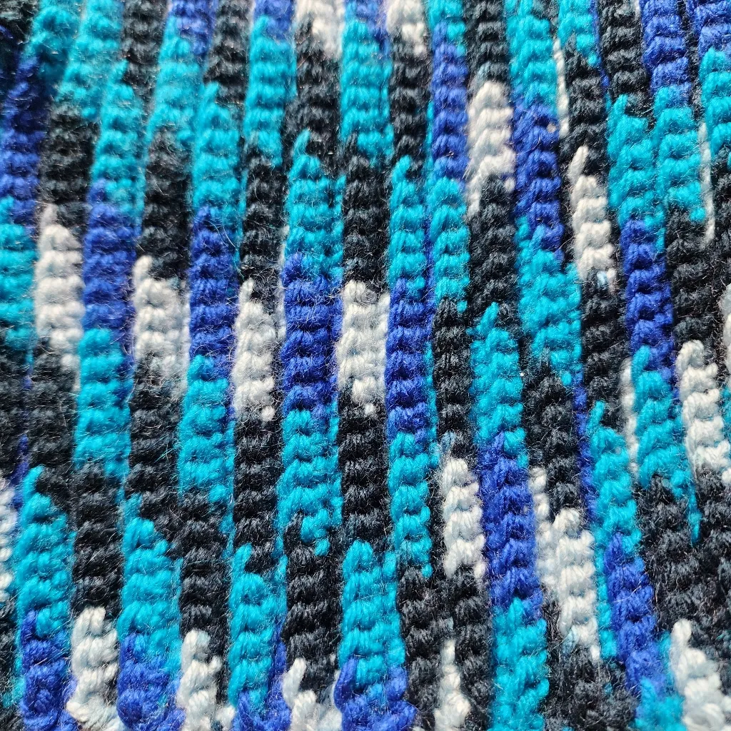 New Crochet Handmade Ribbed Balaclava Blue Black - Image 8