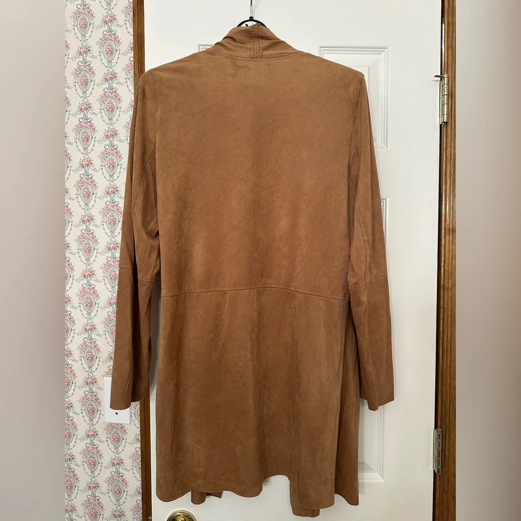 Max Studio Camel Faux Suede Longer Coat - Image 2