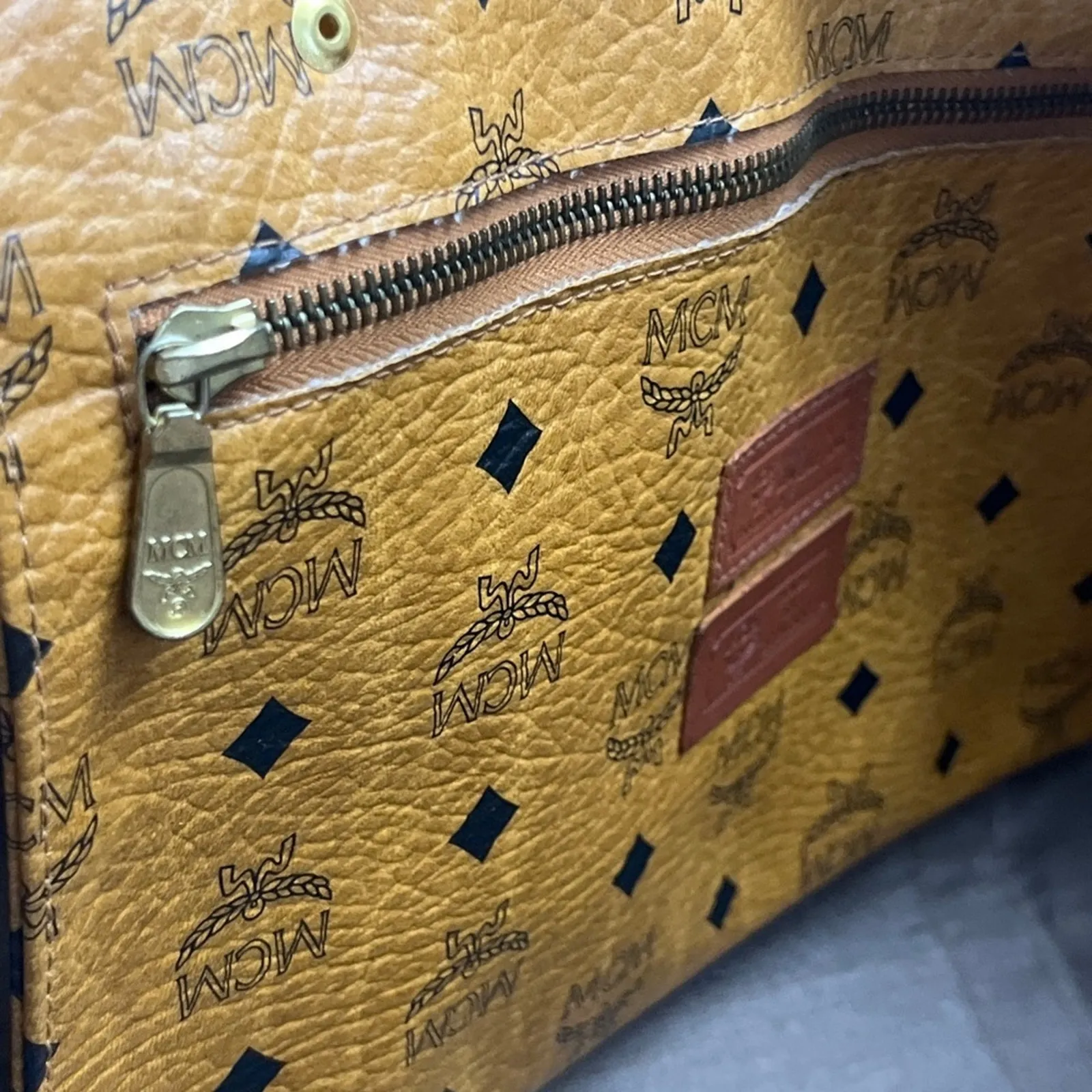 Vintage MCM Cognac Visetos Tote Bag Made in Germany Coated Canvas Shopper - Image 14