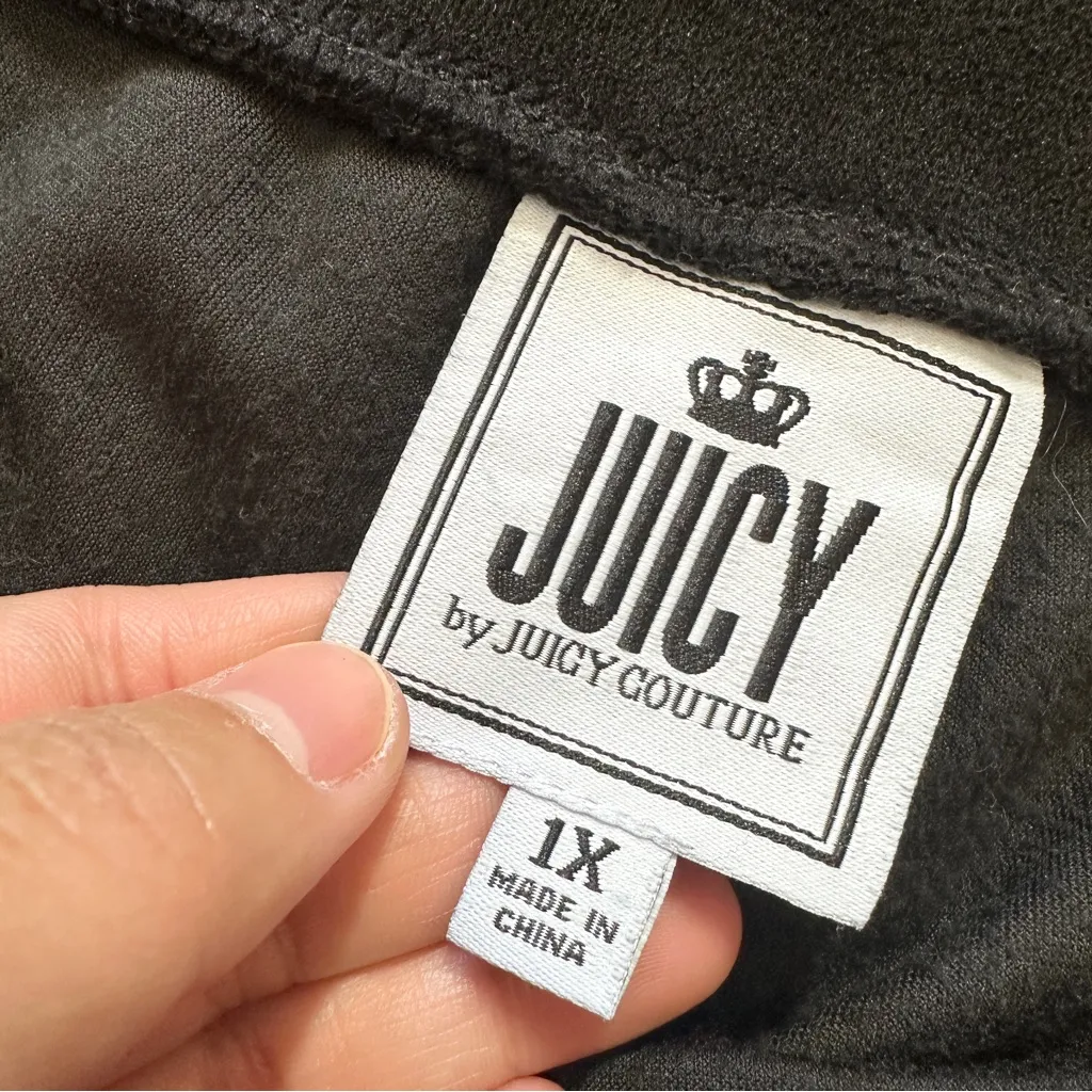 Juicy by Juicy Couture Velour Pull On Pants Straight Leg High Rise in Black 1X - Image 9