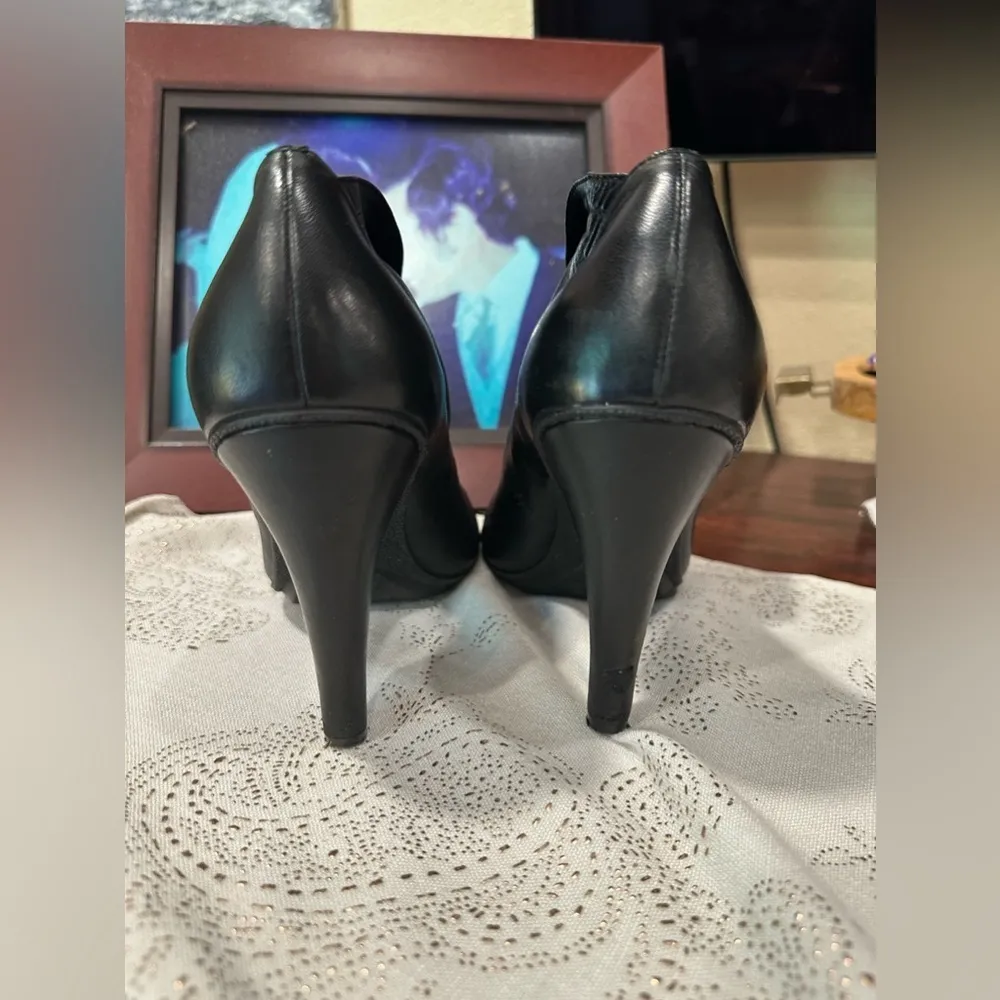 Coach Alexandria Black Soft Leather Booties High Heels Fold Cuff - Image 5