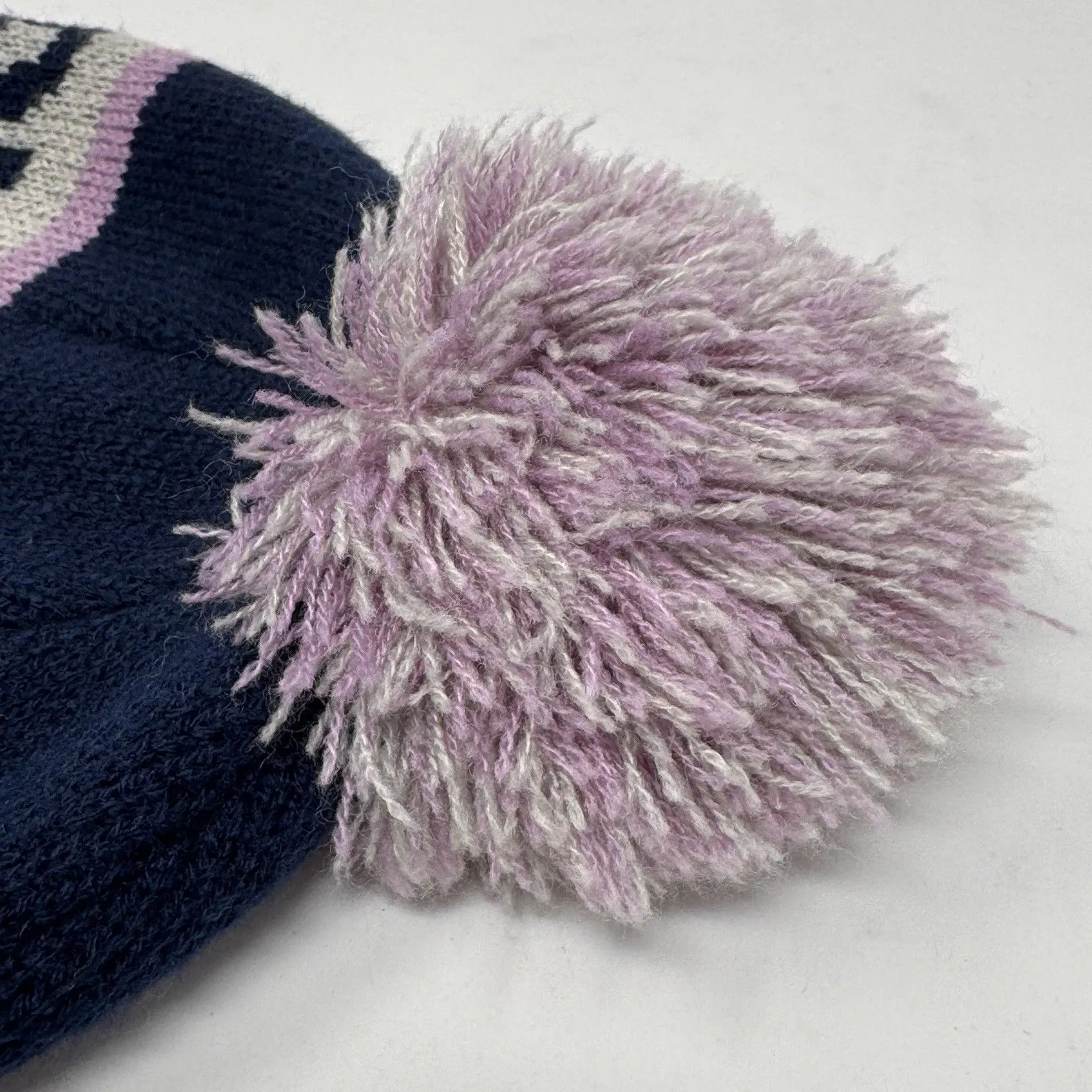 Burton Snowboard Beanie Knit Winter Pom Pom Hat Blue Purple One Size Fits All - Image 3