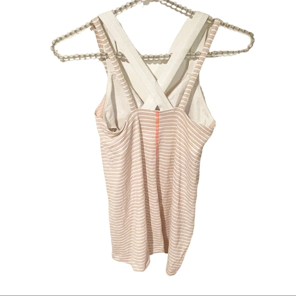 Lululemon Peach Stripe Size 4 Athletic Layered Workout Tank‎ - Image 5