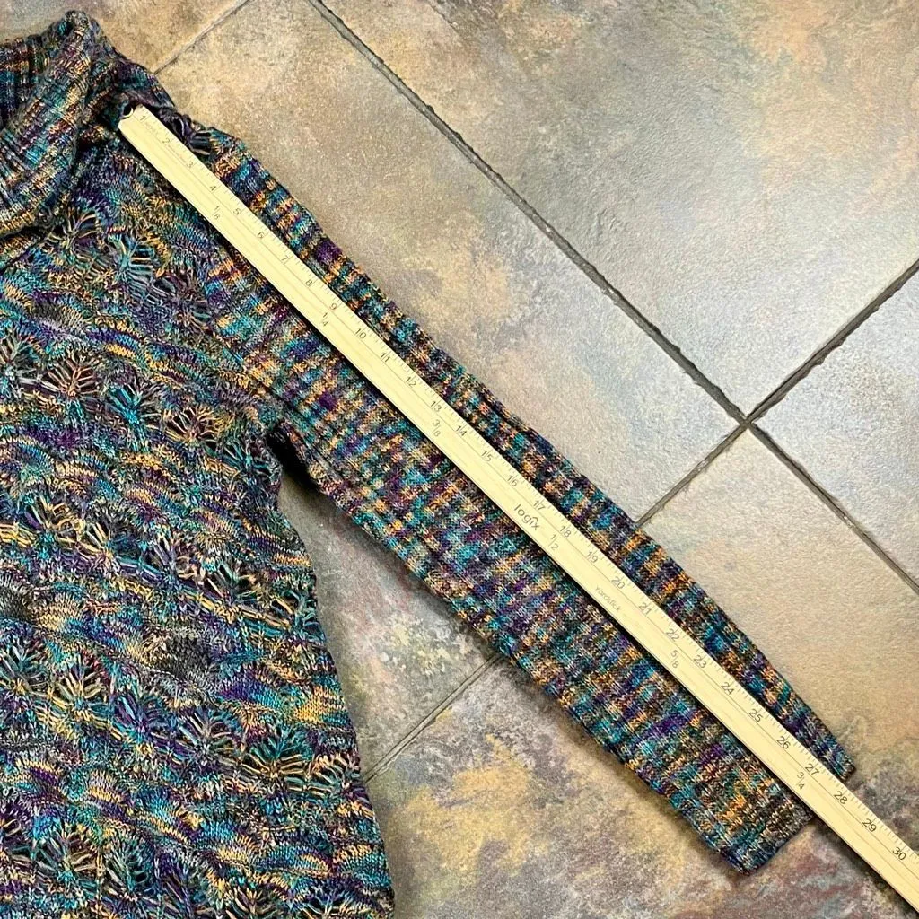 United States Sweaters Purple Black Knit Turtleneck Sweater Large - Image 5