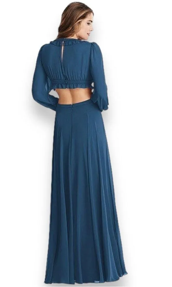 Lovely Harlow Bishop Sleeve Cutout Dress Dusk Blue 0 NWT - Image 2