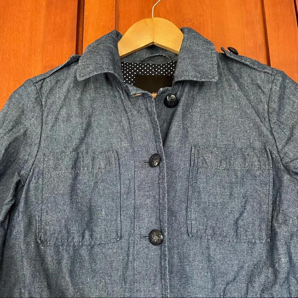 Lightweight Denim Jacket Cotton Linen Size XXS - Image 2