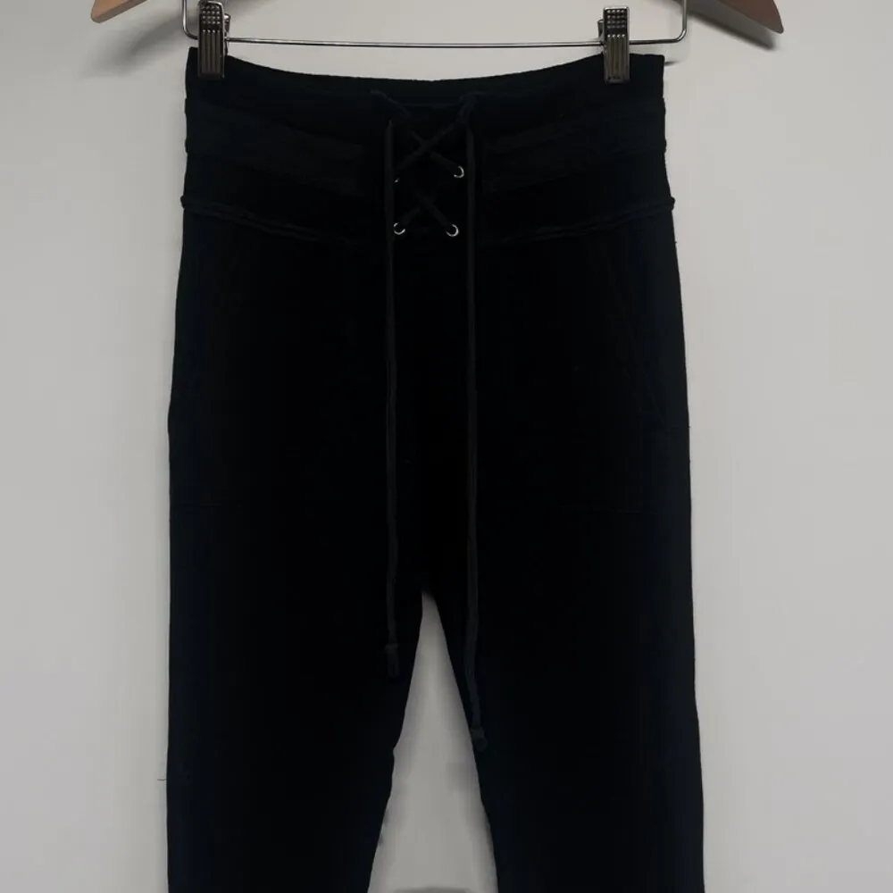 Free People Movement Bodhi French Terry Lace Up Leggings Joggers Black Pants - Image 6