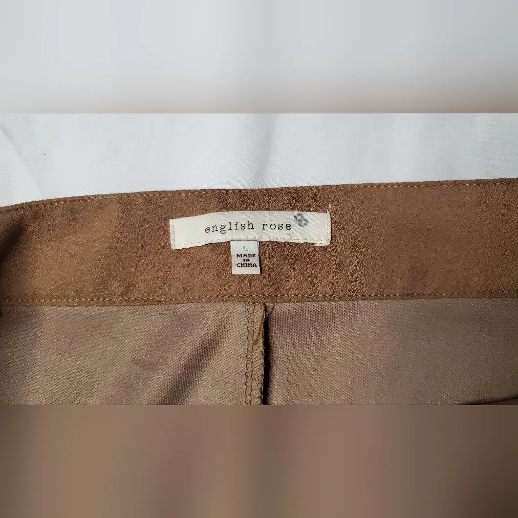 English Rose  Tan Studded Mini Skirt Size:L - Image 5