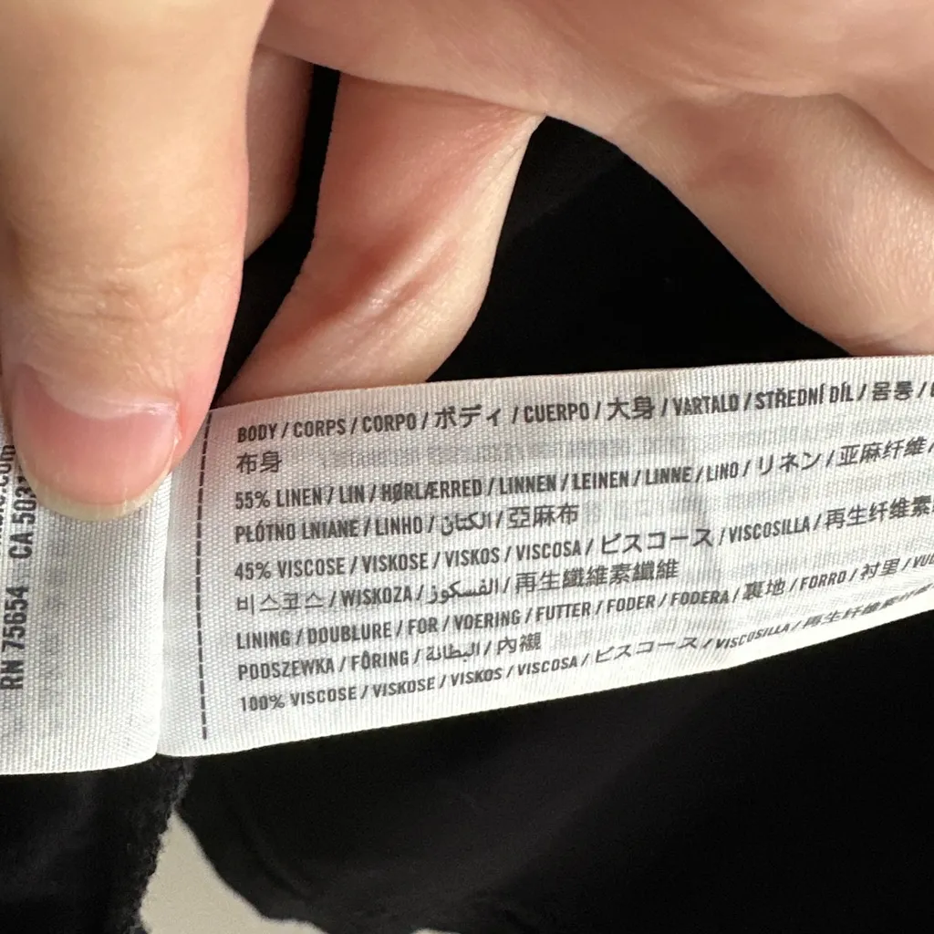 Abercrombie & Fitch Black Asymmetrical Midi Linen Blend Skirt, Size Large - Image 10