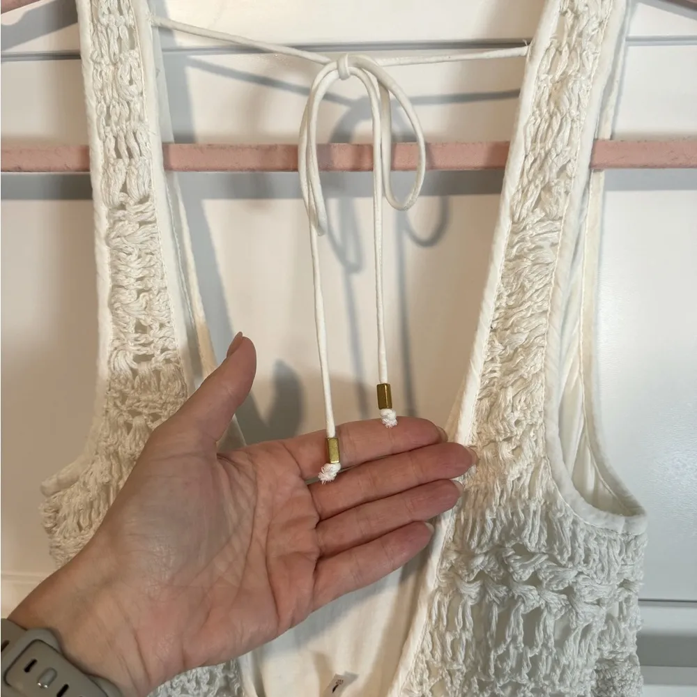 Free People Soleil jumpsuit romper crochet linen One Piece, XS - Image 9