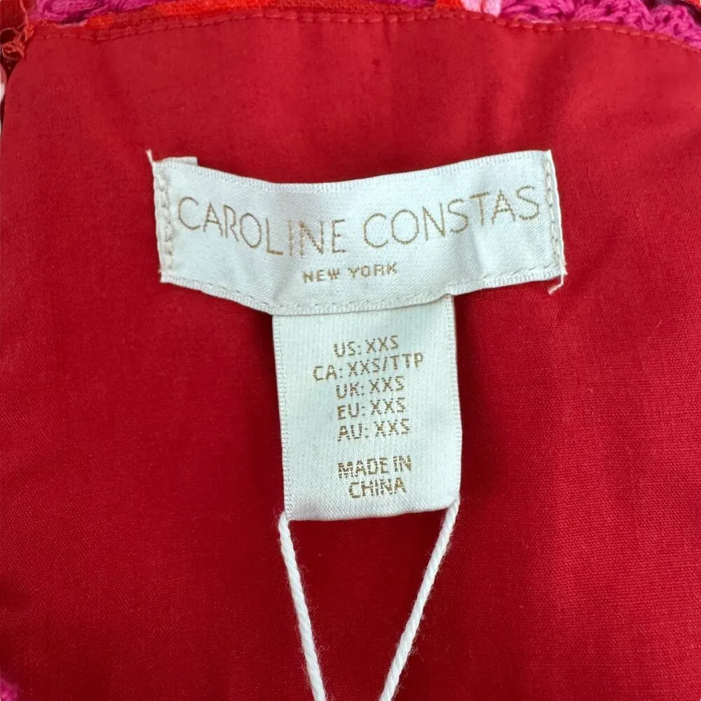 NEW Caroline Constas Red Floral Summer Linen Maxi Dress Size XXS - Image 5