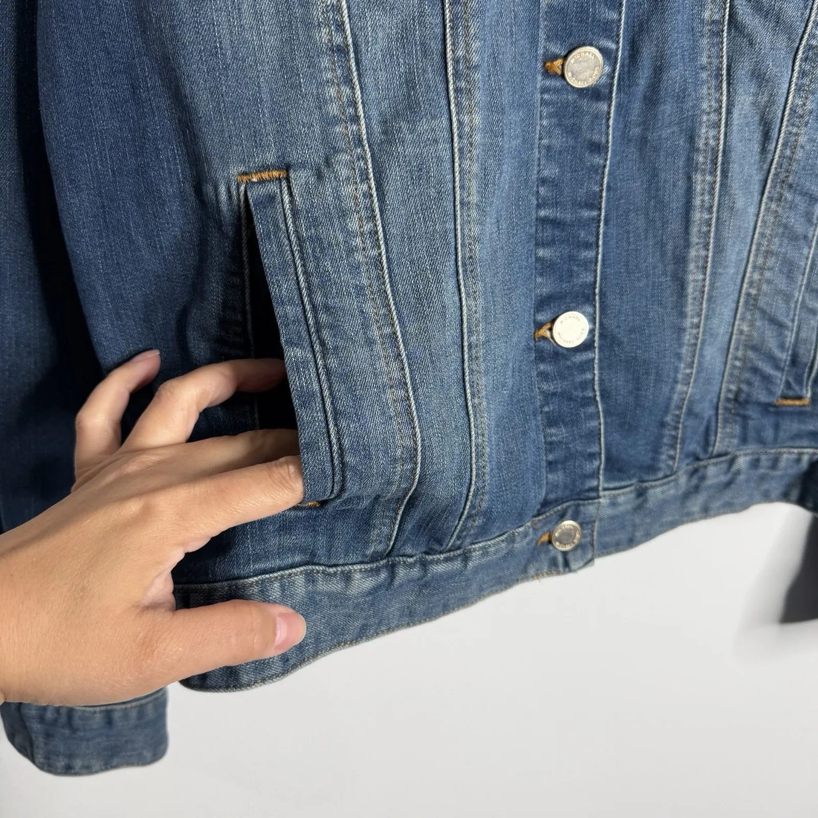 Michael Kors Women's XL Denim Jean Jacket Stretch Casual Streetwear Blue - Image 7