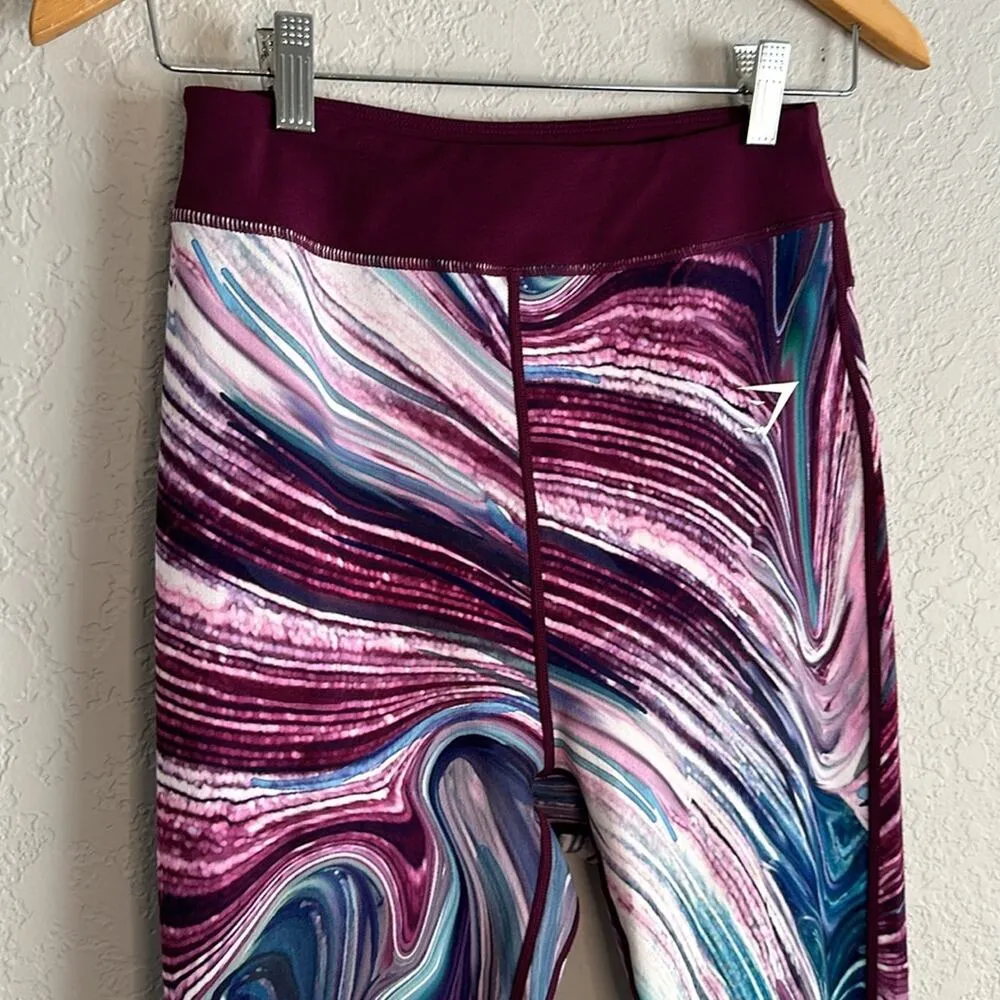 Gymshark Flex Training Strada Marble Swirl Leggings 70s Retro Athleisure Medium - Image 5
