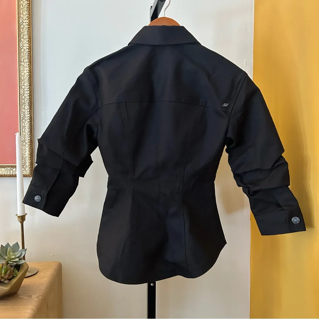 Cinq à Sept 5a7 Canyon Scrunched Sleeve Denim Jean Jacket Black NWT $495 Size 00 - Image 6