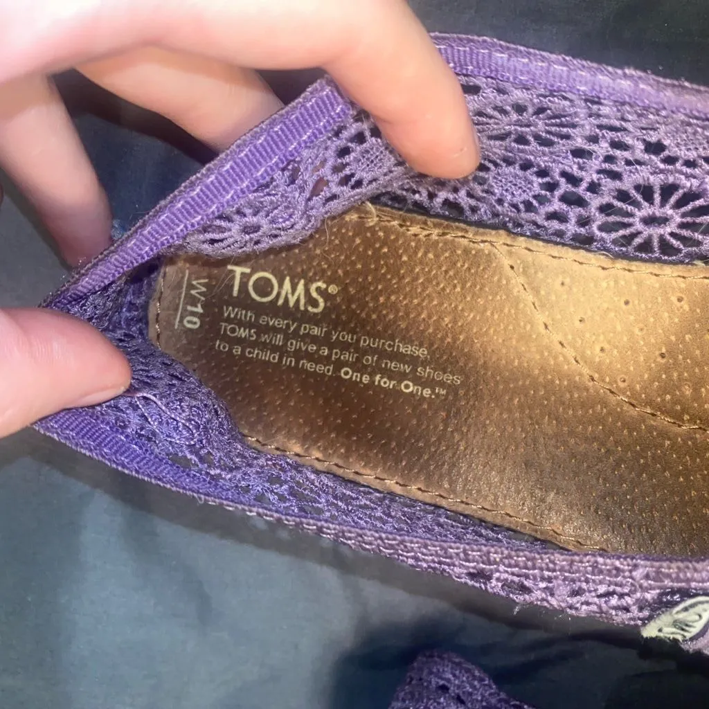 TOMS Alpargata Moroccan Crochet Royal Purple Slip-On Flats - Image 6