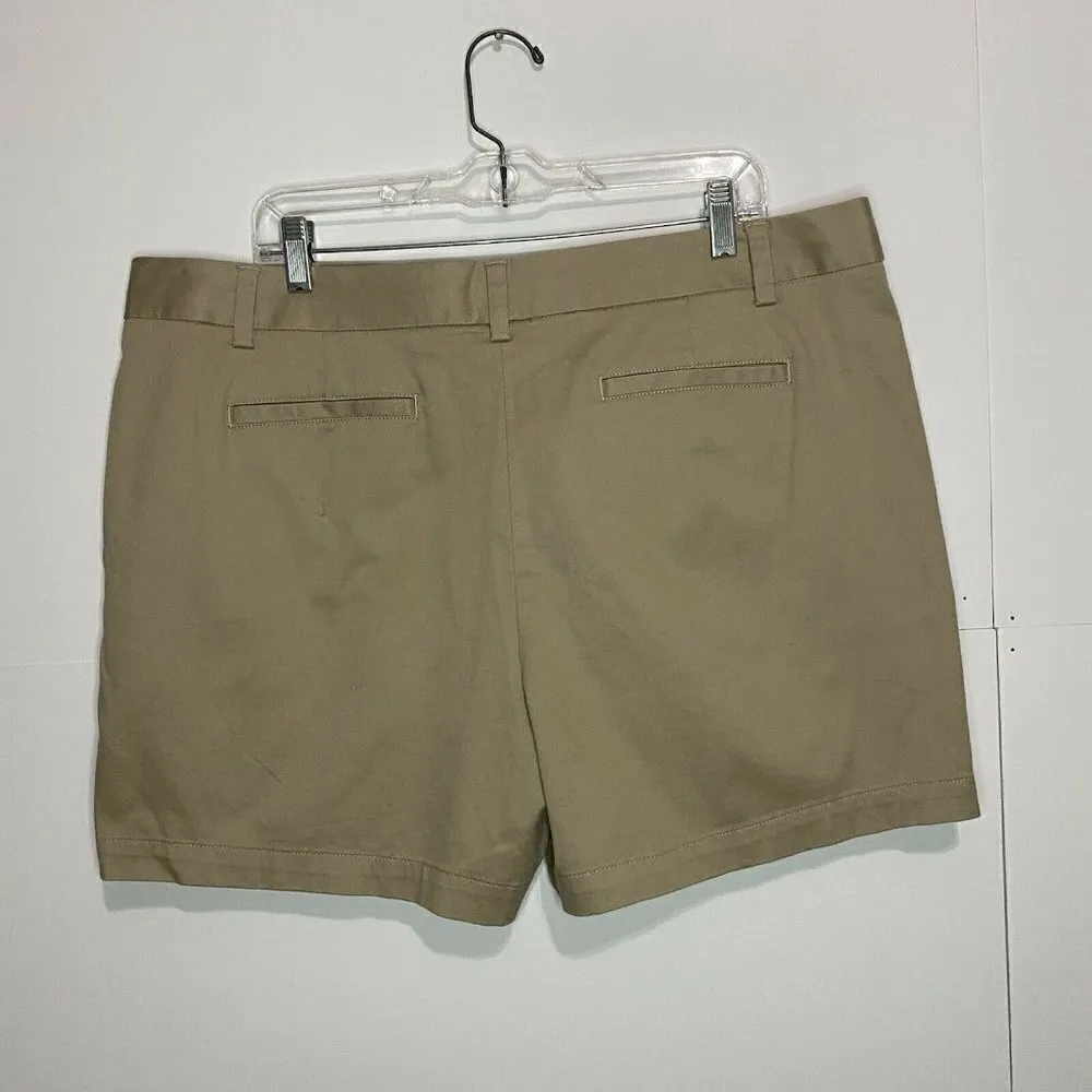 NWT Lands End Not Too Low Rise 4” Shorts Womens Size 18 Khaki Cotton Stretch NEW - Image 4