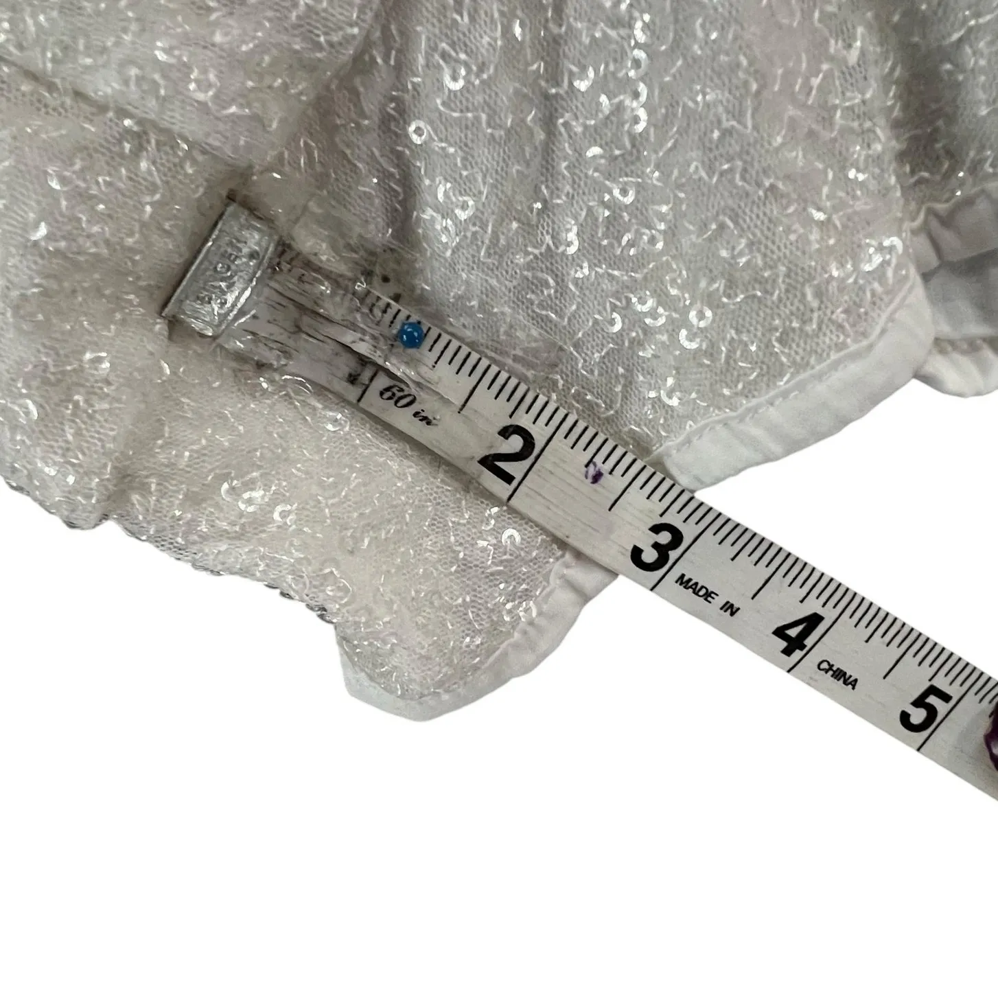 Victorias Secret Y2K Micro Shorts Womens L White Rainbow Stripe Sequin Lounge - Image 8