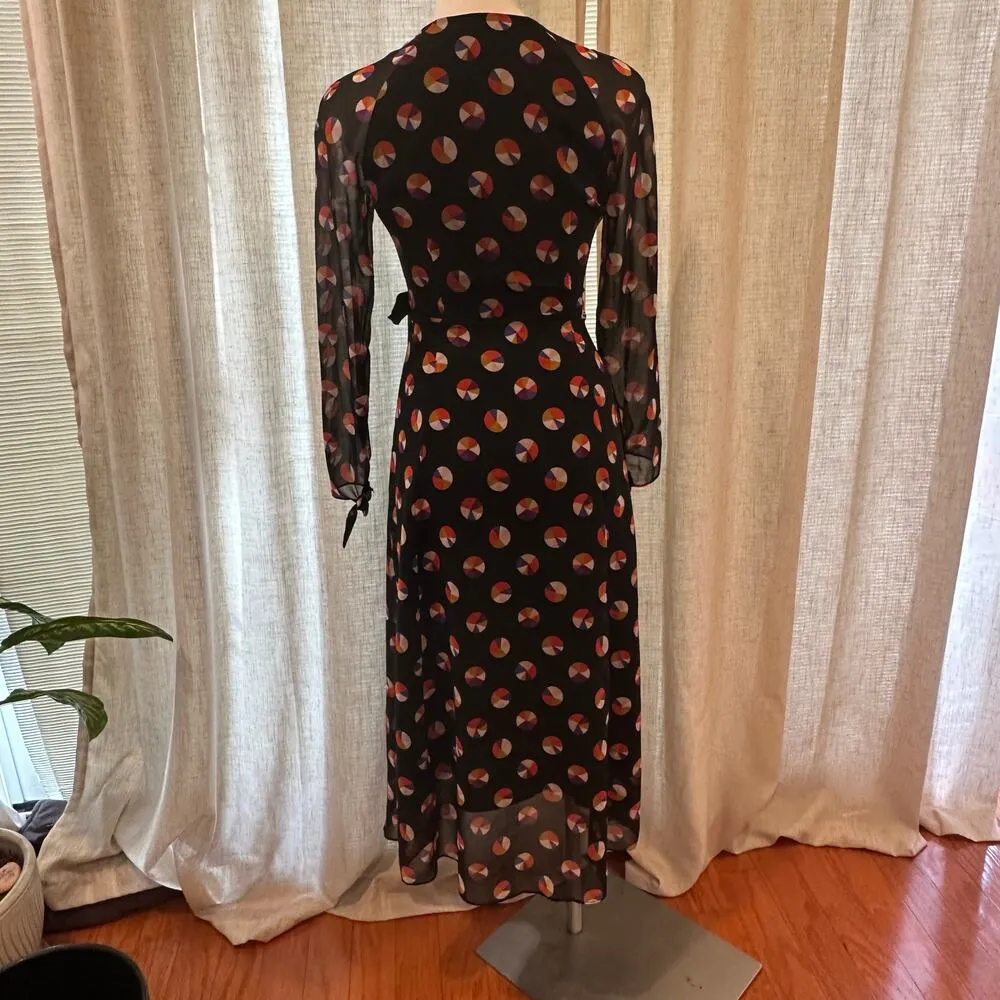 Karen Millen Black Sheer Sleeve Wrap Dress sz 4 Color Pop Wrap Dress - Image 8