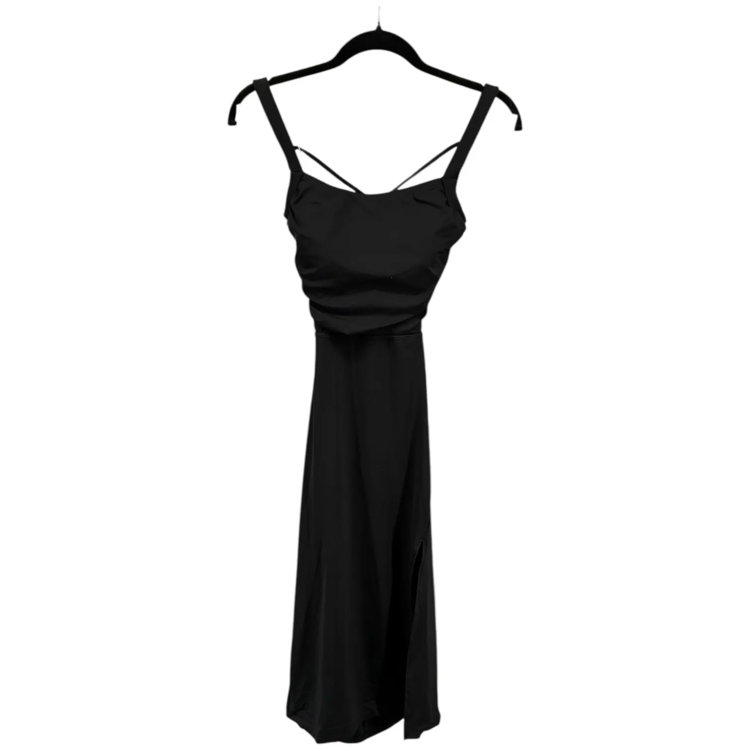 HALARA Black Midi Dress Cutout Strappy Back High Slit Size S - Image 5