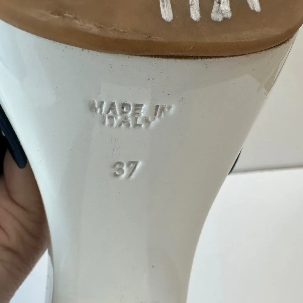 Giuseppe Zanotti Platform Clogs Studded Slide Sandals Heels Blue White Women 37 - Image 11