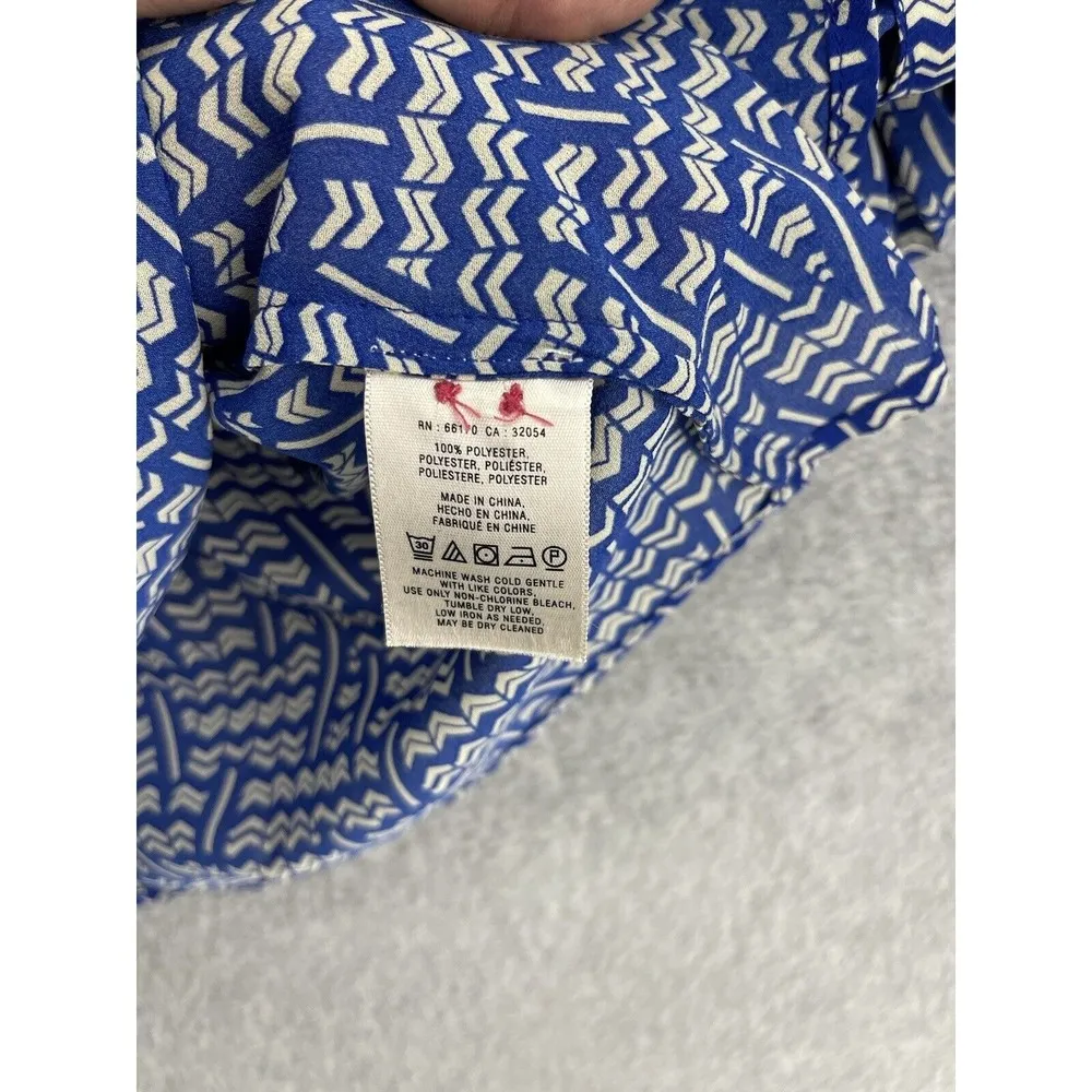 HD in Paris Anthropologie Women's Half Button Down Shirt Blue Size 04 Chevron - Image 12