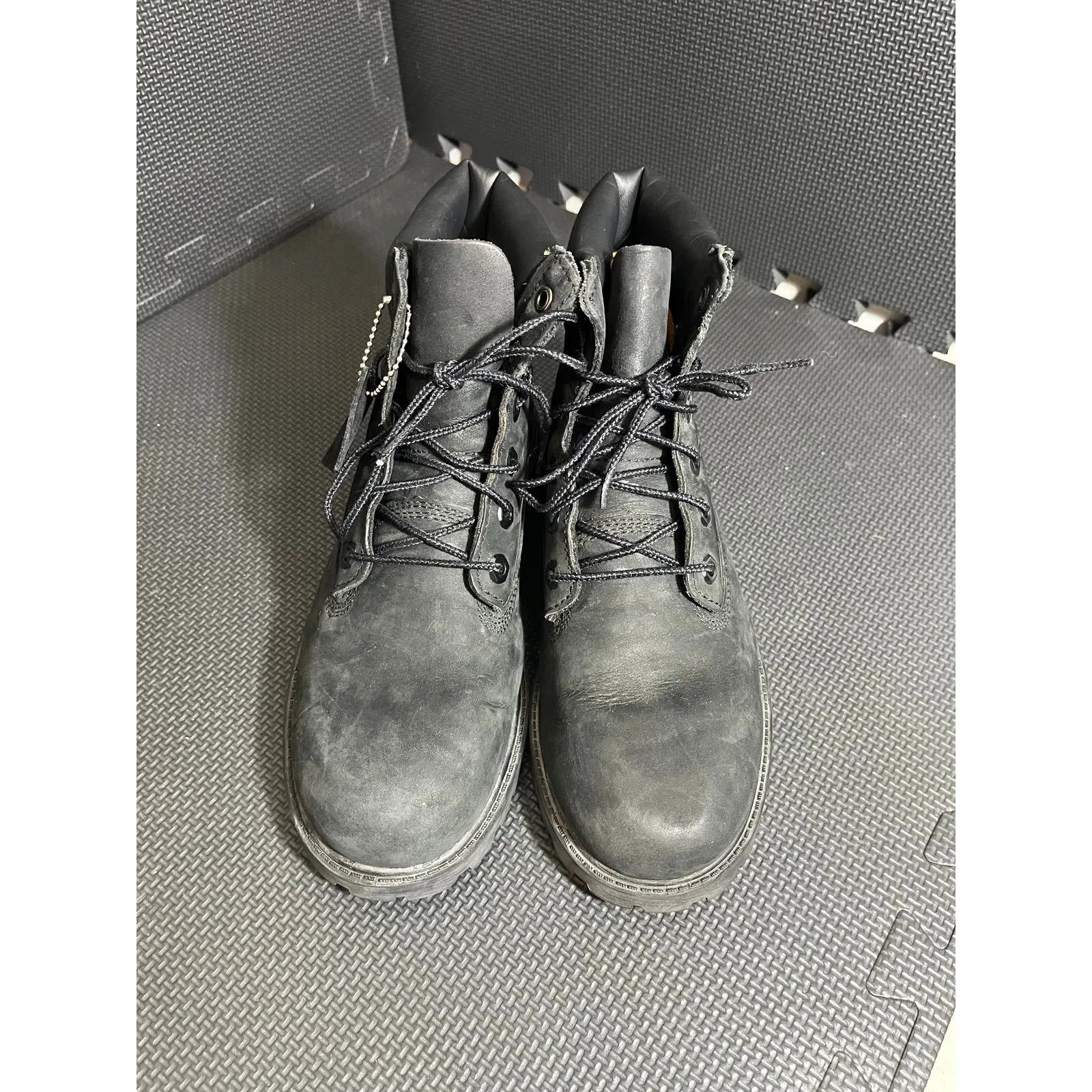 Timberland Black Leather Suede Waterproof Lace Up Boots Kids 6.5 Womens‎ 7.5 - Image 2