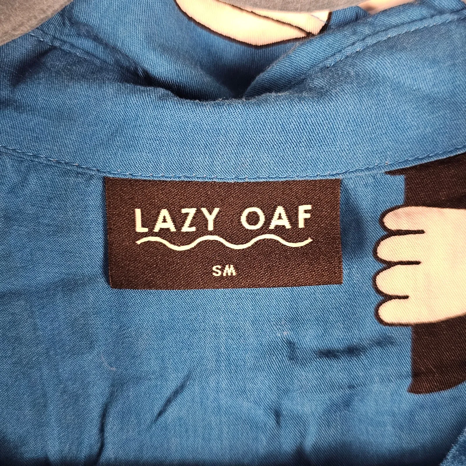 Lazy Oaf Womens Blue Psycho Killer Long Sleeve Button Down Tunic Top Shirt Small - Image 4