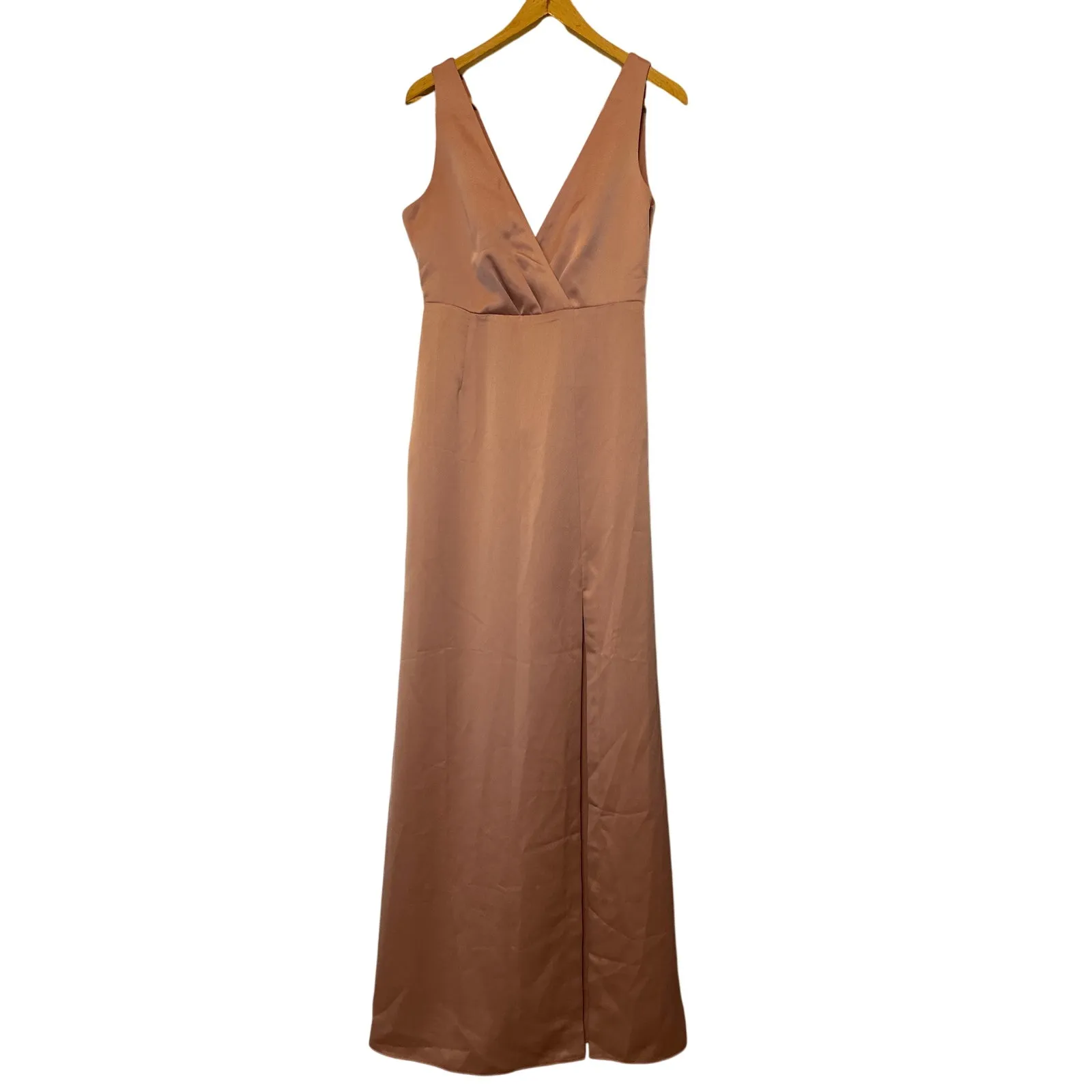 BHLDN Piper Sedona Satin V-Neck Bridesmaid Gown Size 8 - Image 3