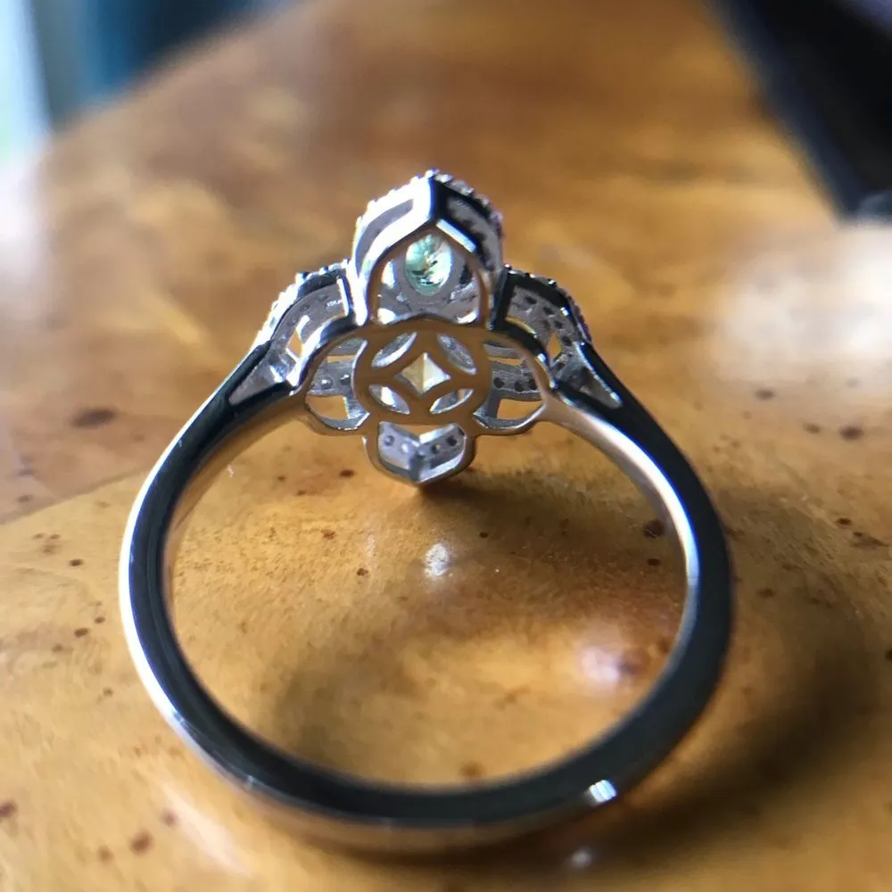 Natural Mint Garnet Moissanite Sterling Silver Ring Size 8 Green - Image 4