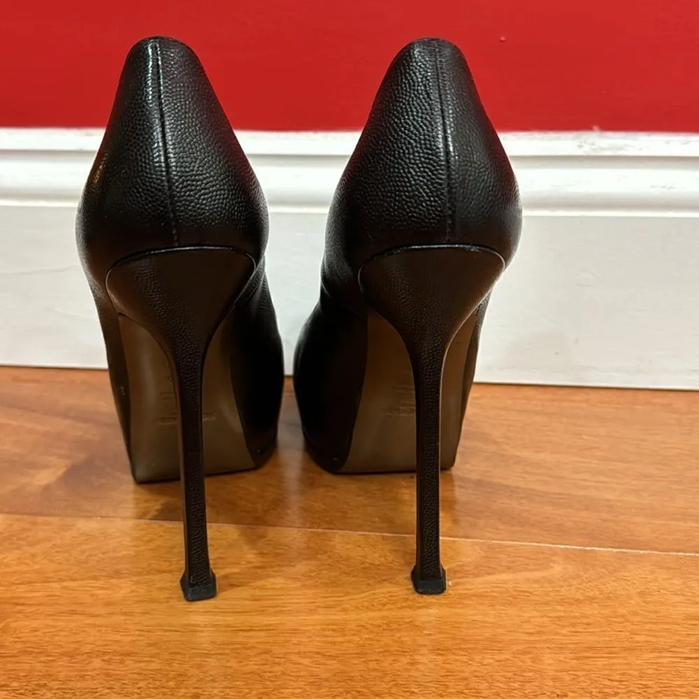 YSL Yves Saint Laurent Tribtoo Tribute Patent Platform Pump Shoes Heels 36.5 - Image 3
