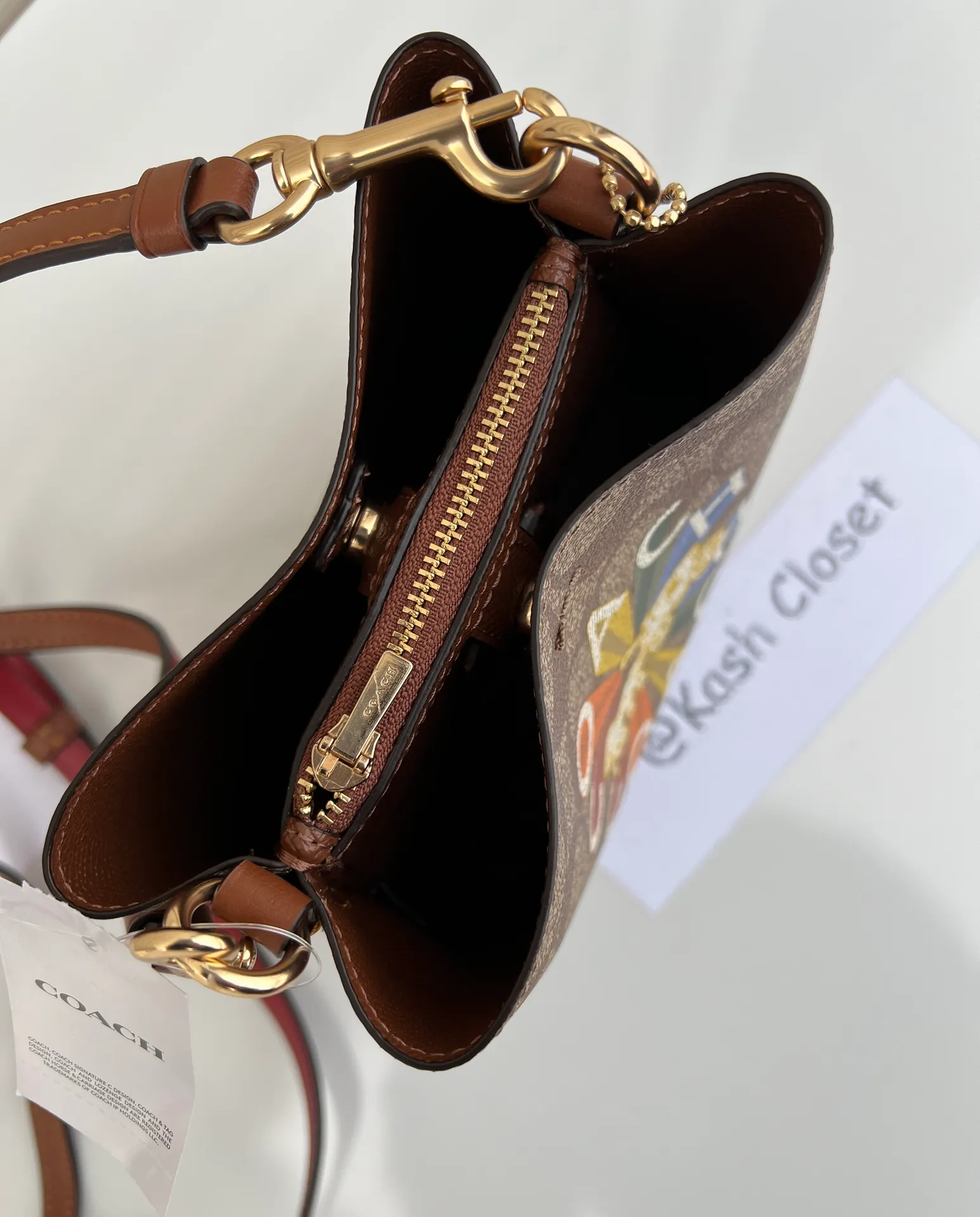 Mini Town Bucket Bag In Signature Canvas -Rainbow - Image 8