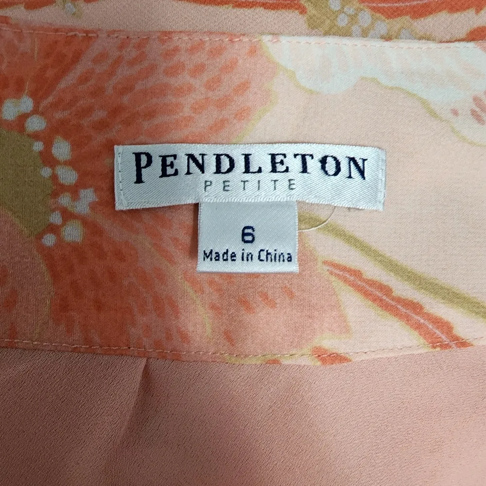 Pendleton  peach floral silk skirt size 6p - Image 6